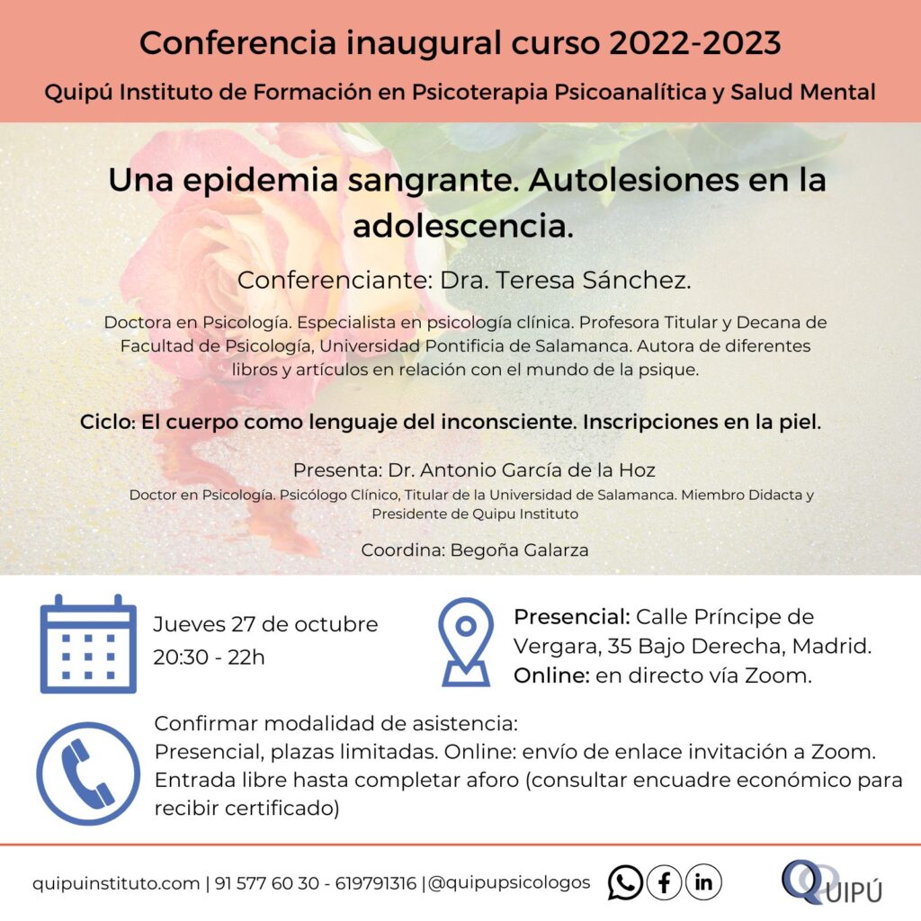 cartel conferencia inaugural Quipú instituto de formación curso 22-23