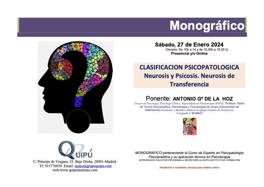 cartel monográfico quipu instituto de formación: neurosis y psicosis
