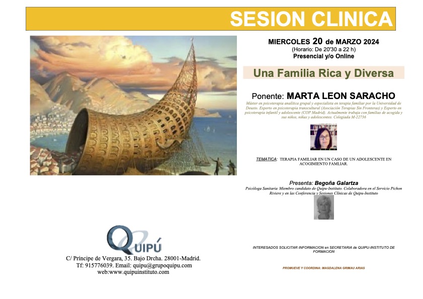 cartel sesión clínica Quipú instituto formación psicólogos madrid