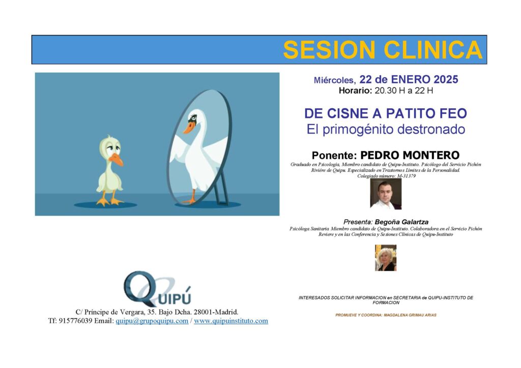 Cartel de Sesión Clínica de Quipú Psicólogos Madrid