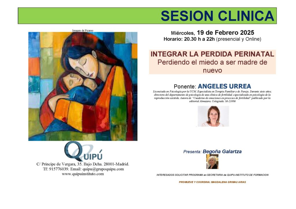 Cartel de Sesión Clínica de Quipú Psicólogos Madrid