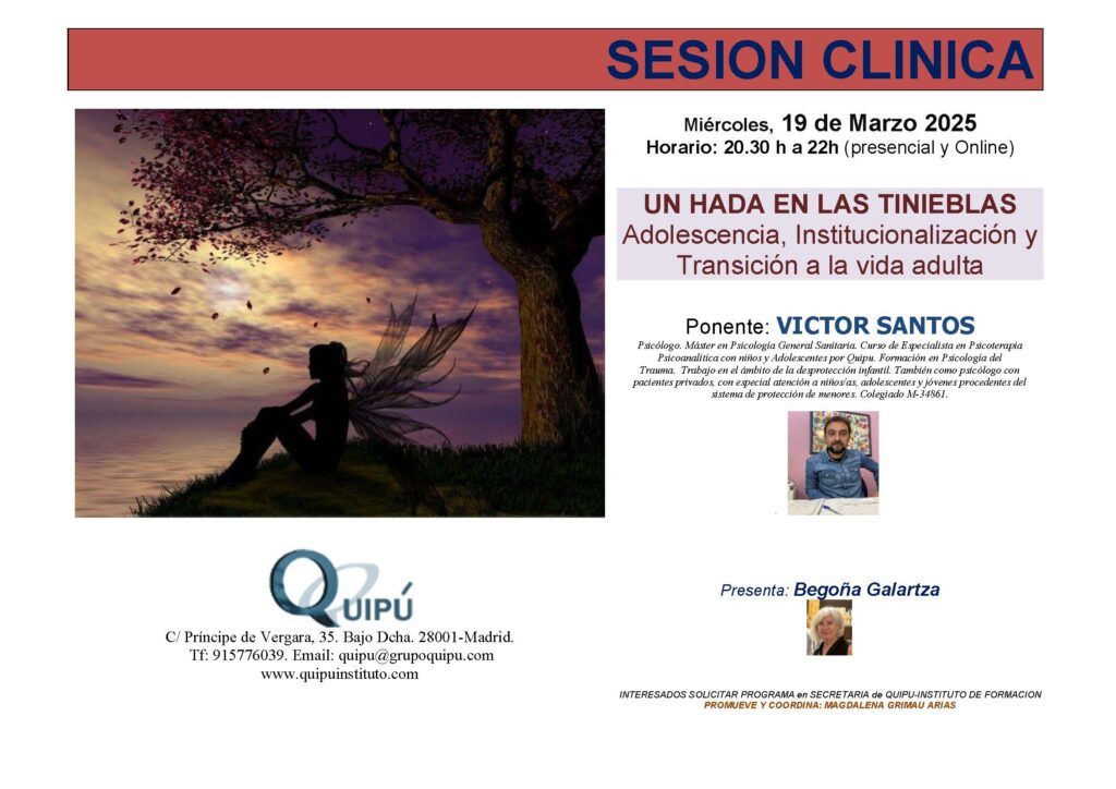 Cartel de Sesión Clínica de Quipú Psicólogos Madrid